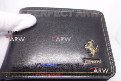 Perfect Replica High Quality Ferrari Gold Icon Black Wallet